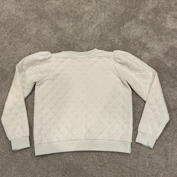 Tuckernuck White Puff Sleeve Quilted Stretch Campbell Pullover Size Medium - Picture 8 of 13